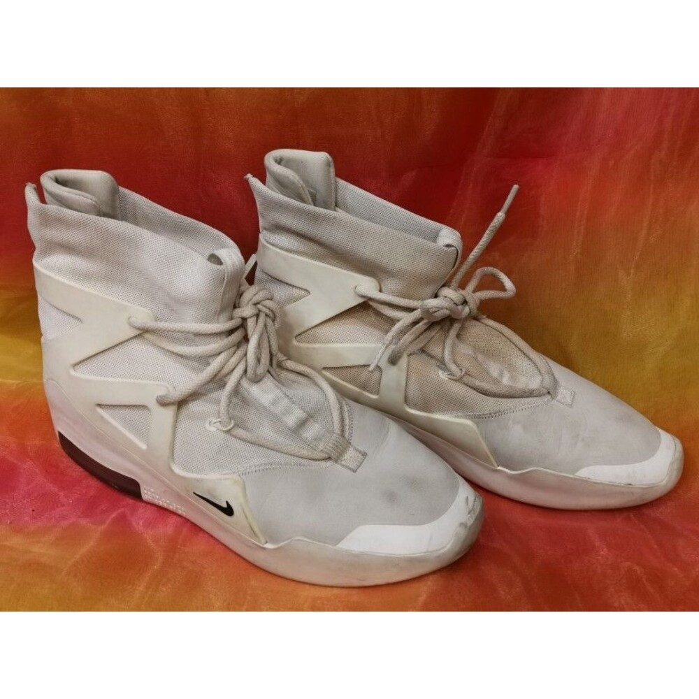 Men's Nike Air Fear Of God 1 Light Bone Size 12 M In one shoe needs to fixed zip